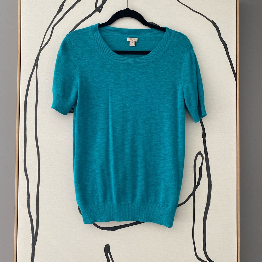J.CREW Short-sleeve silk-blend crewneck sweater